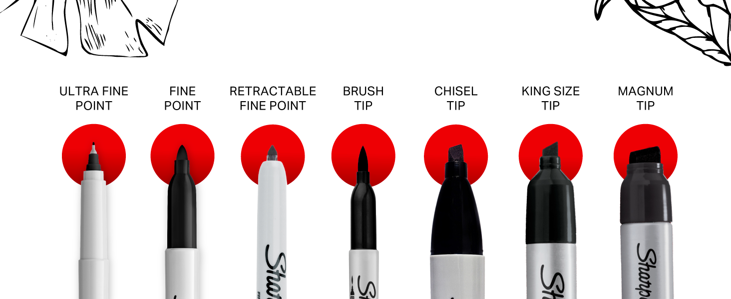 Sharpie Permanent Markers Variety Pack, Includes Chisel, Fine, and Ultra-Fine Tips, Black, 6 Count - Poster, Office, School Supplies