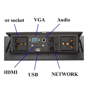 COOLCOLD 10 Module, Hydraulic 8 Cables Cubby Metal, Conference Table Connectivity Solutions, Flip-Top Hidden Desk Module Pop Up Box with HDMI, VGA, Audio, LAN, Power & USB Port (Black) -1 Yr Warranty