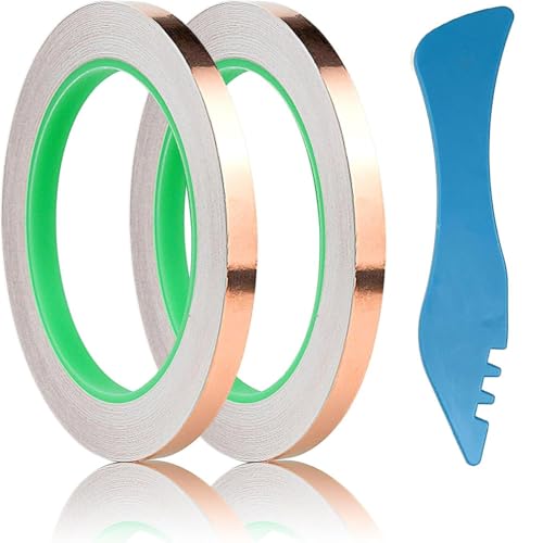 wonderway Double Sided Conductive Copper Foil Tape for Stained Glass Welding, Electrical Repairs 2Pcs (1/4 inch)