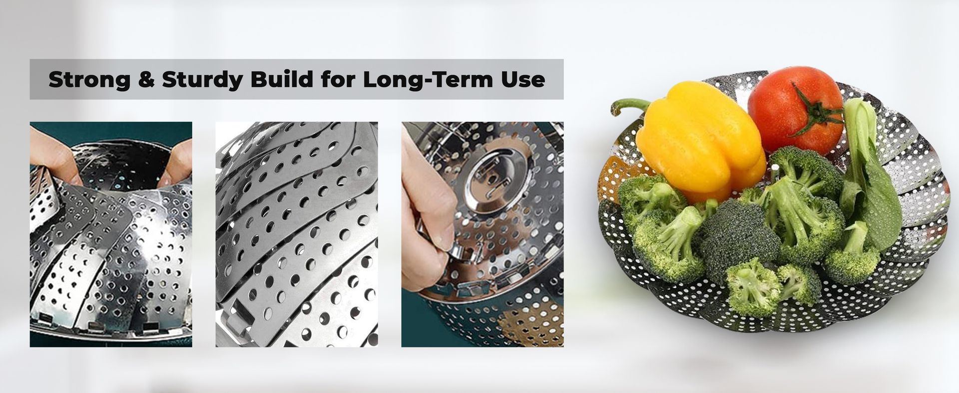AADHIK Vegetable Steamer Basket Stainless Steel Vegetable Steamer for Cooking Vegetable & Fruits/Salad/Steaming with Insert for Pots, Crock, Pans Food Drain Bowl (Silver)