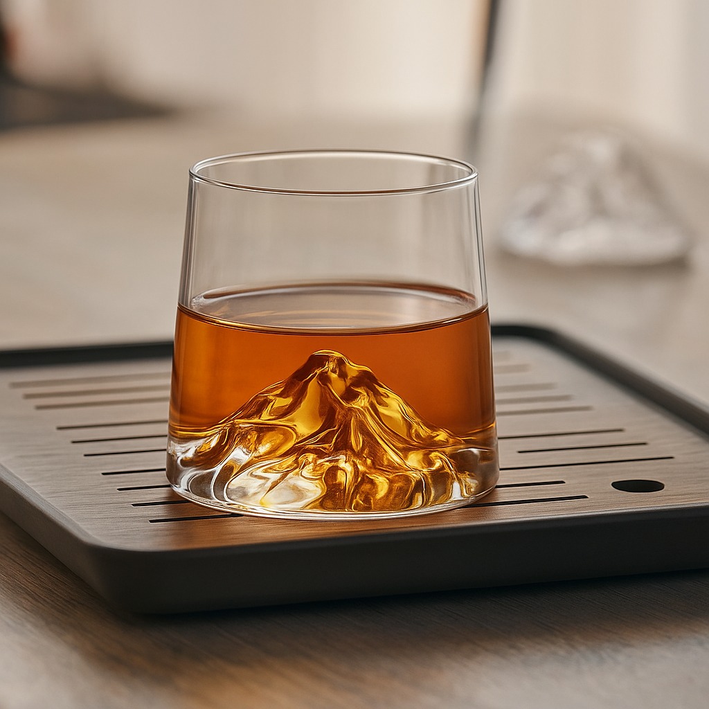 Premium Mountain Base Whiskey Glass Set of 2, 230ml Crystal Tumblers for Bourbon, Scotch & Cocktails (2, Everest)