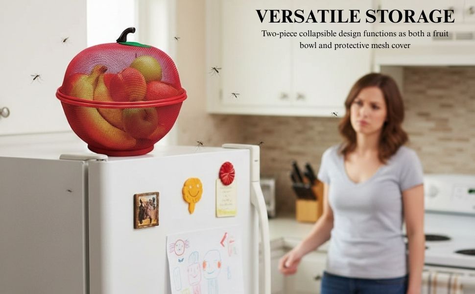 Apple Shape Fruits & Vegetables | Basket for Kitchen With Net Cover | Fruit and Vegetable Stand (RED).