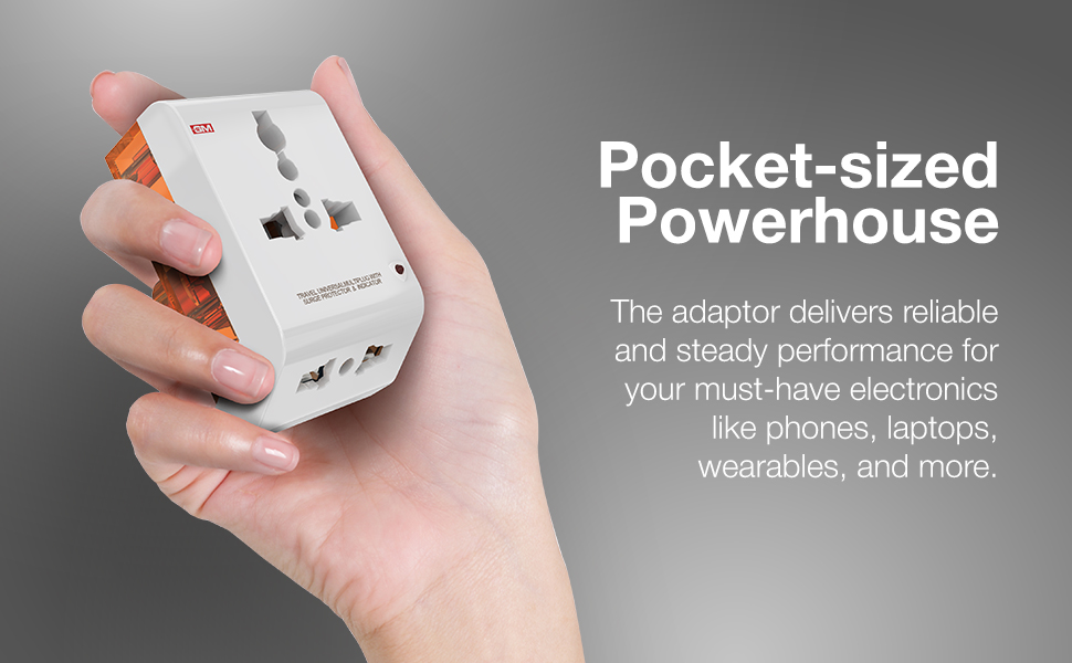 GM 6AMP 2-Pin Multi Plug Adapter | Universal Travel Adapter | Supports 2-Pin & 3-Pin Plugs | Multiple Charging Ports | Charge Smartphones, Laptops & Other Devices | Compact & Reliable | GM 3011