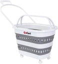 dbest products Folding Gocart Laundry Basket with Wheels, Multi Use Collapsible Grocery Shopping Cart, White