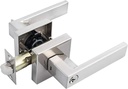 LH3008 Stainless Steel Door Handle with Locking Cylinder Polished Rear Front Lever Lock Interior Home Security Accessories 1Pcs(with 3 Keys)