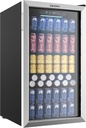 EUHOMY Beverage Refrigerator Cooler, 130 Can Mini Fridge with Glass Door for Soda Beer or Wine, Beverage Cooler for Home, Office, Bar with Adjustable Removable Shelves, Silver