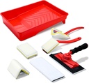 Lothee 7 Pcs Paint Edger with Trim Tool Kit 9 Inch Paint Touch up Pad Corner Wall and Ceiling 360° Rotation Handle Edger Trimmer Brush Tool with Replacement for Window Detail Painting Trim