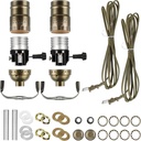 Zonon 2 Packs Floor Lamp Repair Kit, Lamp Parts Rewire with 12 Foot Cord and 3 Way Socket Complete Hardware Set for DIY Tabletop Lighting Fixtures Vintage Design(Bronze)