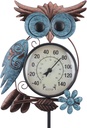 MUMTOP Outdoor Thermometer, 42 Inch Metal Owl Garden Stake Outside Wall Thermometer for Patio, Yard and Garden