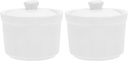 Luxshiny Ceramic Soup Bowls with Lids Set of 2 White Ramen Bowl with Lid Steamed Egg Cups Stew Pots Stewing Bowls Asian Serving Bowls Containers for Home Restaurant Kitchen Microwave Oven Freezer Safe