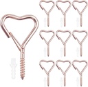 Hooks for Hanging - Ceiling Hooks for Outdoor Decor, Metal Key Hook, Decorative Plant Hanging, Clothes Hook, Heart-Shaped Screw Hooks Easy Installation (Rose Gold, 10Pcs)