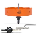 6 Inch Hole Saw with Arbor for Metal Wood and Plastic Cutting, 152mm Bi-Metal Hole Cutter for Different Project with Smooth and Flat Drilling Edge, Fast Chip Removal, Handy Hole Saw Kit Set