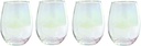 Circleware Radiance White Pearl Stemless Wine Glasses, Set of 4, Home & Kitchen Dining Glassware for Water, Beer, Juice, Ice Tea, Whiskey Bar Beverage Cup Gifts, 18.5 oz, (White Pearl)