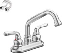 Phiestina Brushed Nickel 4 Inch Utility Sink/Laundry Faucet, 2 or 3 Hole Centerest Rotatable Swivel 360° Spout with Garden Hose Threaded End, with Water Supply Line, BF027-8-BN