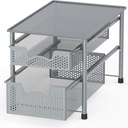 Simple Houseware Stackable 2 Tier Sliding Basket Organizer Drawer, Silver
