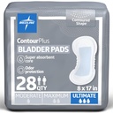 Medline ContourPlus Bladder Control Pads, Ultimate Absorbency, 8 x 17 Inches, Bag of 28