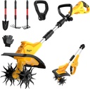 Cordless Tiller Cultivator Compatible with DEWALT 20V MAX Battery(Tool Only), Folding Electric Rototiller for Garden with 40 Steel Tines 310RPM, 9.1In Tilling Width and 6.3In Depth