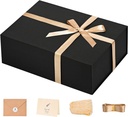 LIFELUM Gift Box 13.5''x10''x4'' Large Black Gifts Boxes with Magnetic Lids Luxury Gift Box for Groomsman Proposal Gifts Contains Card, Ribbon, Filler Birthday