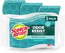 Scotch-Brite Odor Resist Heavy Duty Scrub Sponge, Dishwasher-Safe Kitchen sponges for Serious Scrubbing, Multipurpose Dish Sponge for Stuck-On Messes, 3 Scrubbing Sponges