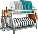 QUQUQ Kitchen Storage Organization 2 Tier Kitchen Counter Dish Drainer Non-Slip Sturdy Dish Drying Dryer Rack Kitchen Storage