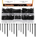 Tanstic 500Pcs 4 Sizes Hardware Nails Assortment Kit Finishing Nails Nails for Hanging Pictures Small Nails Wall Nails for Picture Hanging Woodworking(Black)
