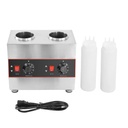 Condiment Bottle Warmer, Temperature Adjustable Electric Cheese Sauce Chocolate Warmer with 2 Squeeze Bottles Commercial Hot Fudge Warmer Nacho Cheese Dispenser Warmer for Hot Fudge Cheese Caramel