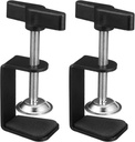 TEHAUX 2pcs C Clamps, Black Heavy Duty Desk C Clamps Base Stand Mounting Accessory for Tables Woodworking, Adjustable Work Surface Mounting Screw Clamps for Range 0.39"~2"