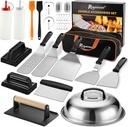 ROMANTICIST 29PCS Griddle Accessories Set - Flat Top Teppanyaki Spatula Set with Scraper, Basting Cover for Camp Chef- Home Cooking Griddle and Outdoor BBQ Gifts for Christmas