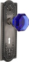 Nostalgic Warehouse 725598 Meadows Plate with Keyhole Privacy Waldorf Cobalt Door Knob in Antique Pewter, 2.75