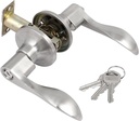 Zinc Alloy Cabinet Hardware Brushed Nickel Finish Lever Handle Door Knob Lock lockset w Latches 3 Keys