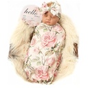 Galabloomer Newborn Receiving Blanket Headband Set Baby Flower Swaddle (vintage flower)