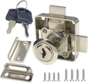 Double Door Lock Cabinet Drawer Lock Safety Lock [Keyed Alike] Double Deadbolt-Door Lock [Installation on The Left Side Door]. Drilling Diameter 3/4"/19mm for (3/5"-/15mm -7/8"-/22mm) Door Panels