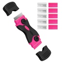 DEKEones Razor Blade Scraper, Double Edged Razorblade Tool Scraping dengan 10 Pcs Razor Blades, Cat Scraper untuk Glass, Decals, Tint, Sticker, Label, Caulk, Adhesive (Pink)