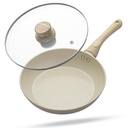 Lifelong Forged Fry Pan 24cm dengan Glass Lid 124; 1.8Ltr, 1.9kg Pan 14; Ceramic Coated 14; Gas Stove dan Induksi Friendly 124; Non- Stick, Teflon Free & Durable # 124; Skillet for Cooking, Searing, Sautéing, & Frying