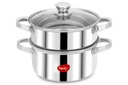 Pigeon By Stovekraft Steel X Steamer Stainless Steel Induction Base, Modak Maker / Momo Maker, Dual Comment With Glass Lid, 4.6L Capacity, Silver, 4.6 liter