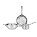 Lifelong Triply 3- piece cookware Set 2.14; Kadani, Frypan & Saucepan for Cooking 12.4; Stainless Steel Kabai & Fry Pan 22 cm Sauce Pan 124; Induksi Bottom & Gas Stove Cookware (LLLTP3PCS)