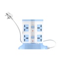 Portronics Power Plate 9 dengan 3 USB Ports + 8 Power Sockets Power Converter (Blue)