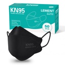 MLEMENT KN95 Face Masks, 50 PCS Bernapas Topeng Debu Hitam Untuk Dewasa, Remaja