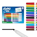 EXPO Dry Erase Markers, Low Odor Ink, Assorted Colors, Fine Tip, 12 Count - Kembali ke Sekolah, Guru, Kelas, Perbaikan Kantor