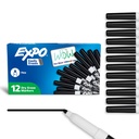 EXPO Dry Erase Markers, Low Odor Ink, Black, Fine Tip, 12 Count - Whiteboard, Calendar, Organisasi, Supply Estile for Office, School, Classroom, Teacher