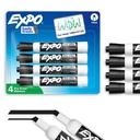 EXPO Dry Erase Markers, Low Odor Ink, Black, Chisel Tip, 4 Count - Whiteboard, Calendar, Organisasi, Suplai Esculity untuk Kantor, Sekolah, Ruang Kelas, Guru