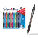 Profil Teman Kertas Retractable Ballpoint Pens, Titik Tebal (1.4mm), Warna Yang Diurutkan, 12 Cacah - Kembali ke Sekolah, Kantor, Bantuan Guru