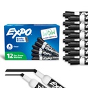 EXPO Dry Erase Markers, Low Odor Ink, Hitam, Chisel Tip, 12 Count - Whiteboard, Calendar, Organisasi, Supply Estile for Office, School, Kelas, Kelas, Teacher