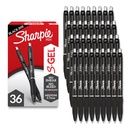 Sharpie S-Gel Pens, Medium Point (0.7mm), Black Gel Ink, 36 Count - Menulis, Notee-Take, Office Supplies, No Smear, No Bleed