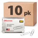 Premium Officemate Premium # 1 Paper Clips, 1,000 Paper Capple (10 Box of 100 Setiap) (99916), Silver