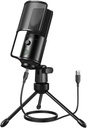 FIFINE Podcast Recording Microphone, PC USB Condenser Microphone untuk Streaming Vocal Music, Computer Desktop Mic dengan Tombol Mute untuk Windows / Mac OS- K669PRO1