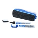 DOMS Fine Magnetic Whiteboard Duster Marker Set 124; Mudah untuk menghapus 124; Refilable White Board Marker dengan Good Grip 124; Set dari 2 Markers & 1 Duster 124; Blue & Black Ink, Paket 1