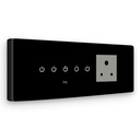 IOTICS Smart Wifi Switch Board: 4 x Switch & 1 Smart Plug Module. Touch Control, Remote, App Control. Voice Control dengan Alexa & Asisten. Smart Touch Switch Board for Home Automatication (Black)