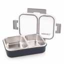 Warner BENTO Microwave- Safe Stainless Steel Lunchbox dengan 2 kompartemen, Bpa Free, Perfect for Office, School, Travelling, 750ml- Grey