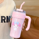 DOCAT 860ML Stainless Steel Tumbler with Straw, Vacuum Insulated Coffee Tumbler, Leakproof Wide Mouth Bottle with Straw, Hot and Cold Sipper for Gym, Office, Sport, Travel, Home (Pink-01)
